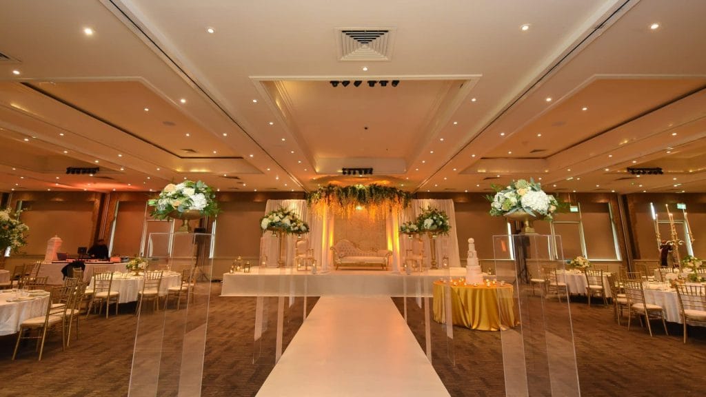 image of an Asian wedding walkway with a wedding stage