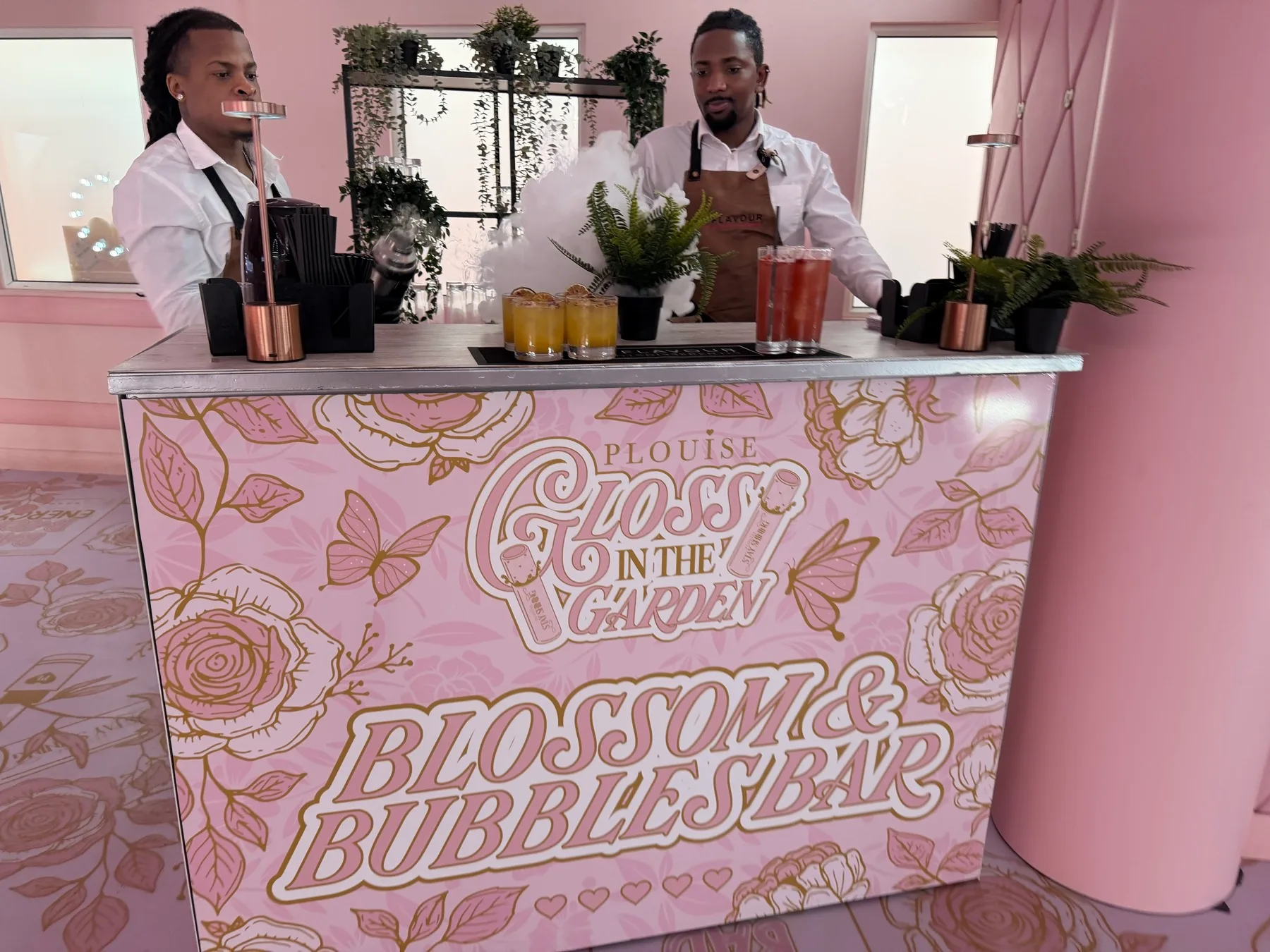 Custom P.Louise branded cocktail bar by Mr Flavour
