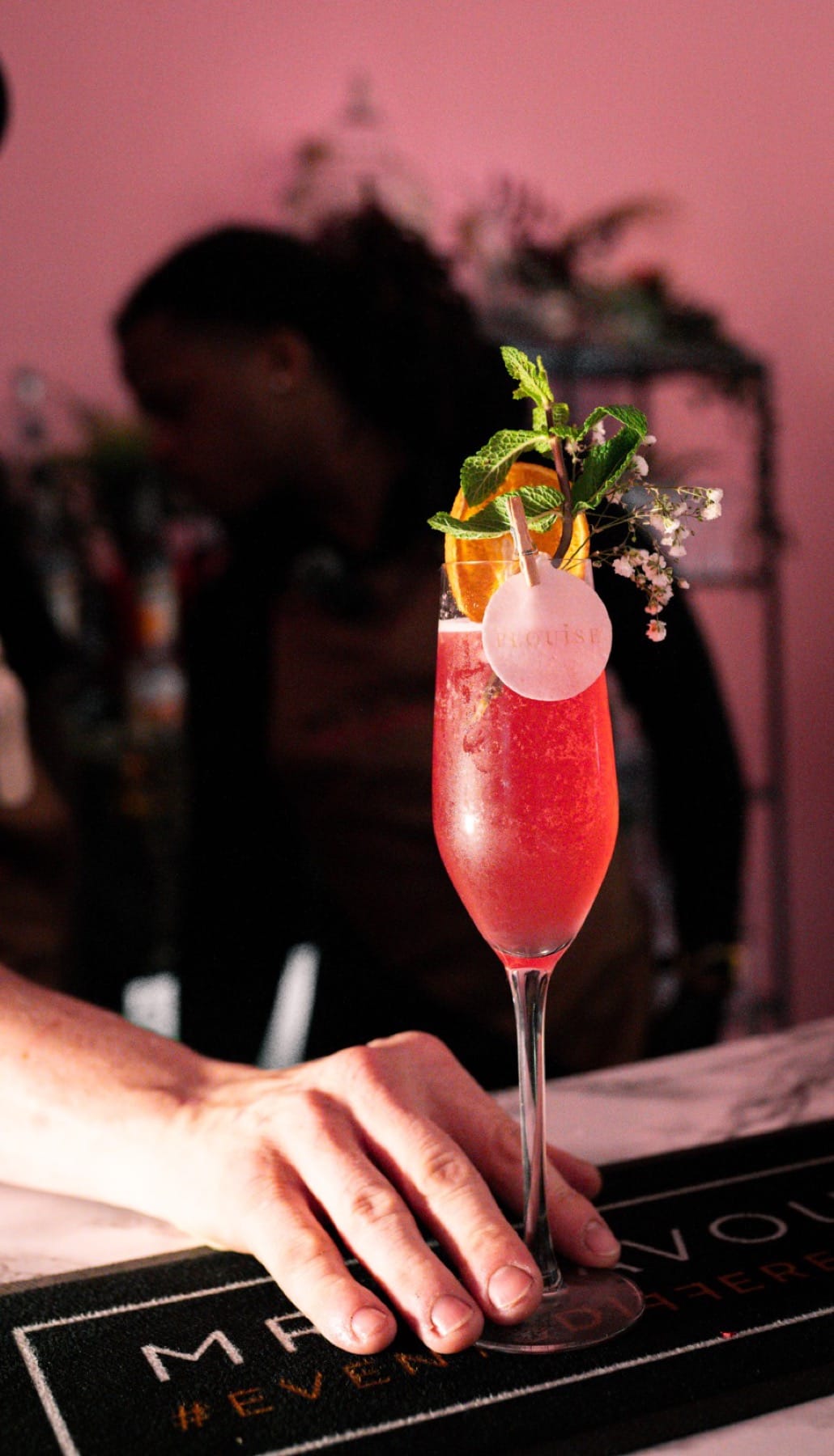 P.Louise branded cocktail at a Mr Flavour bar