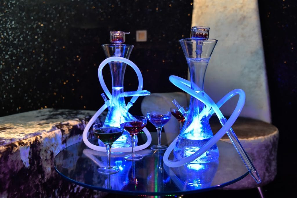 LED glass shisha pipes served alongside cocktails at a Mr Flavour event