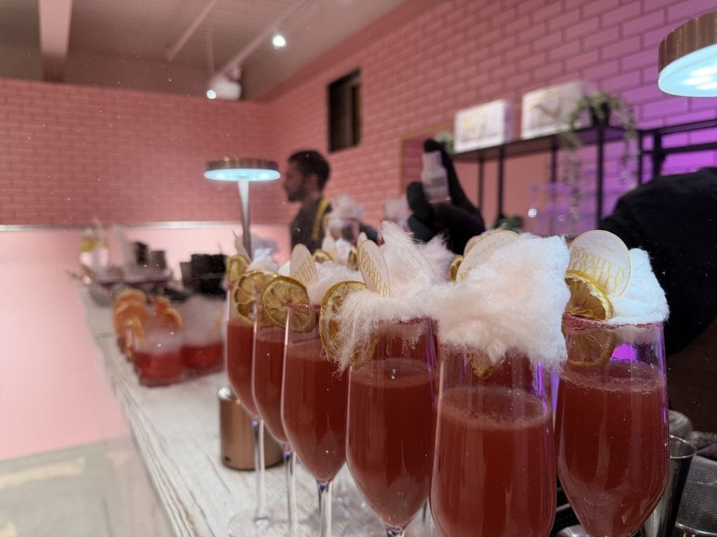 Glassware polished and set up on a Mr Flavour bar before guests arrive